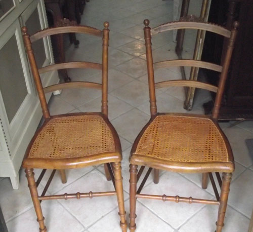 pair of french cane chairs